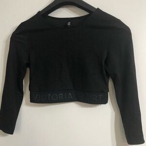 Victoria secret Sport women’s crop top  crewneck long sleeves black.S/P
